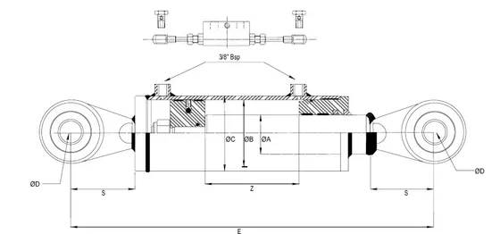 Top link hydraulic cylinder